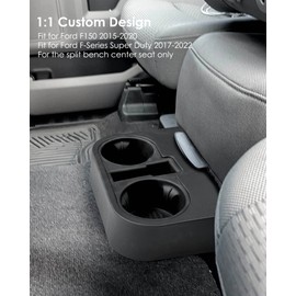BOQNZN Car Front Center Console Cup Holder Fits for Ford F150 2015-2020 and F250 F350 F450 Super Duty 2017-2022, Front Split Bench Folding Seat Armrest Cup Holder Tray Replace HC3Z-2813562-AB
