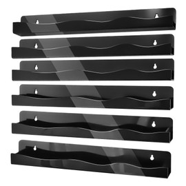 SOVQUEST Nail Polish Wall Rack 15 Inch 6 Pack Acrylic Floating Shelves Kids Bookshelf Tattoo Ink Essential Oils Figurine Display Shelf Spice Rack for Salons Retailers Home (Black)