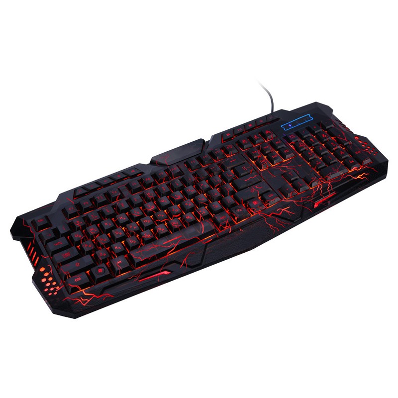 Wired 3 Color Backlit Gaming Crack Bilingual Keyboard with Multimedia