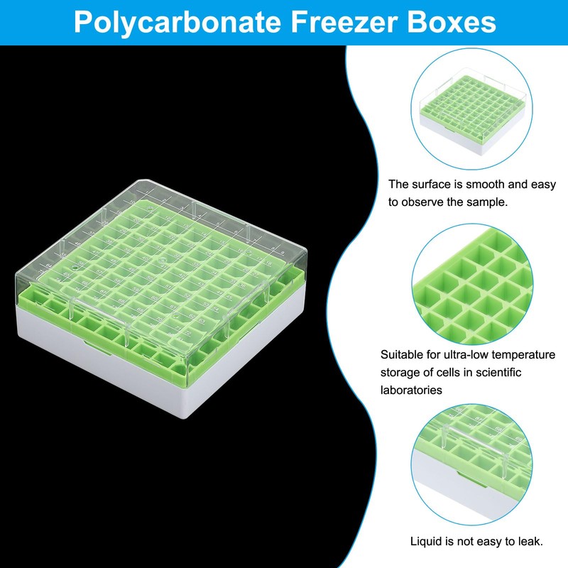 PATIKIL 81 Well Polycarbonate Freezer Boxes, 1 Pcs Polycarbonate Tube