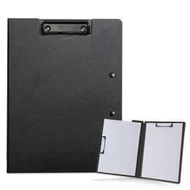 ALLMIRA Binder A4 Bi-Fold Clipboard Bi-Fold Clip File Double-Sided Double Clip, Foldable, Stylish, Bi-Fold (Black, 1 Pack)