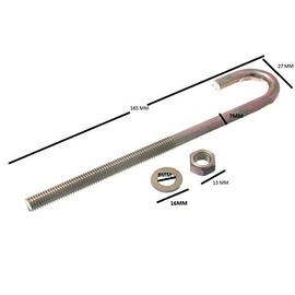 2 x Hook Screws M8 x 160 mm ZY Galvanised Rust-Resistant