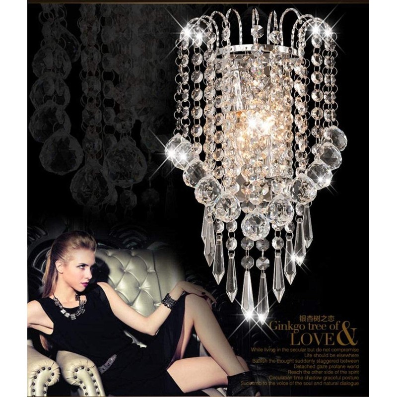 XIHOME Crystal Wall Light with Crystal Balls Drops Decorative Chrome