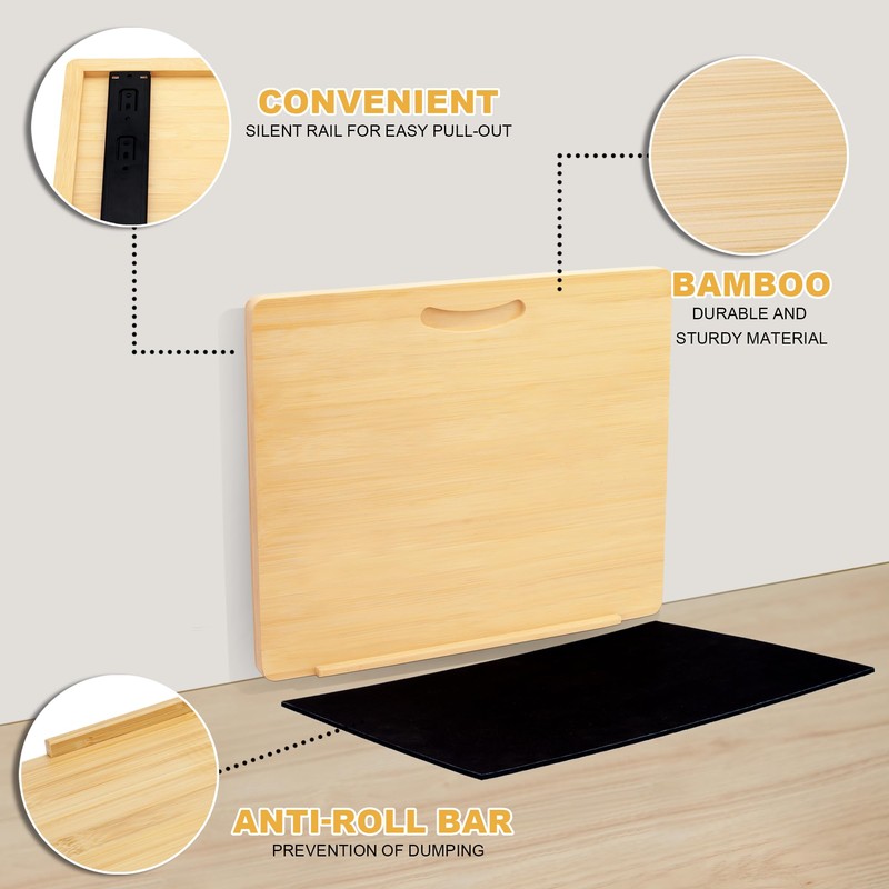 MinBoo Bamboo Appliance Slider,Sliding Tray for Coffee Maker, Kitchen Countertop