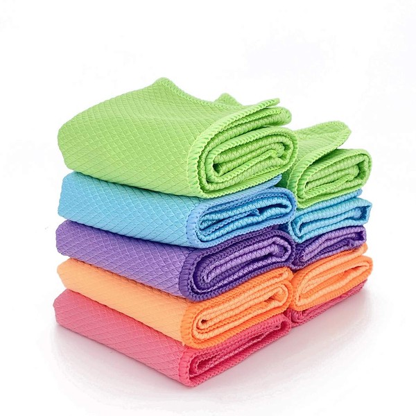 CZandCZ Nanoscale Cleaning Cloth,Pack of 10,Reusable,Durable Absorbent Fish Scale Microfiber Cleaning Cloth,Easy Clean for Windows Cars Mirrors Stainless Steel Polishing