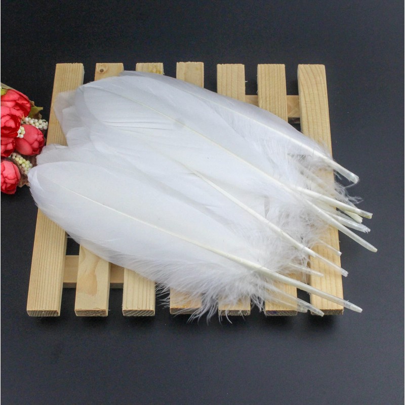 100PCS White Goose Feather 6-8inch Mixed Jewelry Making Crafts Swan