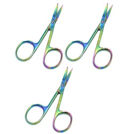 OdontoMed2011 3 PC Set Multi Titanium Rainbow Color Professional Stainless Steel Scissor Nail Art Manicure Scissors Eyebrow Nose Hair Nail Cuticle Curved Scissors Makeup Tools