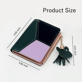 FuninCrea Ladies Zipper Wallet, Small Purse with Metal Snap Button, Leather Wallet for Women with Coin Bag, Multifunction Ladies Bifold Wallets, Credit Card Holder Wallet for Girls (Green)