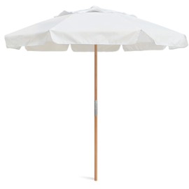AMMSUN 7.8ft Seashore Umbrella, Outdoor Umbrella, Boho Beach & Patio Umbrella with UV 50+ Air Vent Ash Wood Pole Carry Bag & Water-Resistant Canvas (Antique White)
