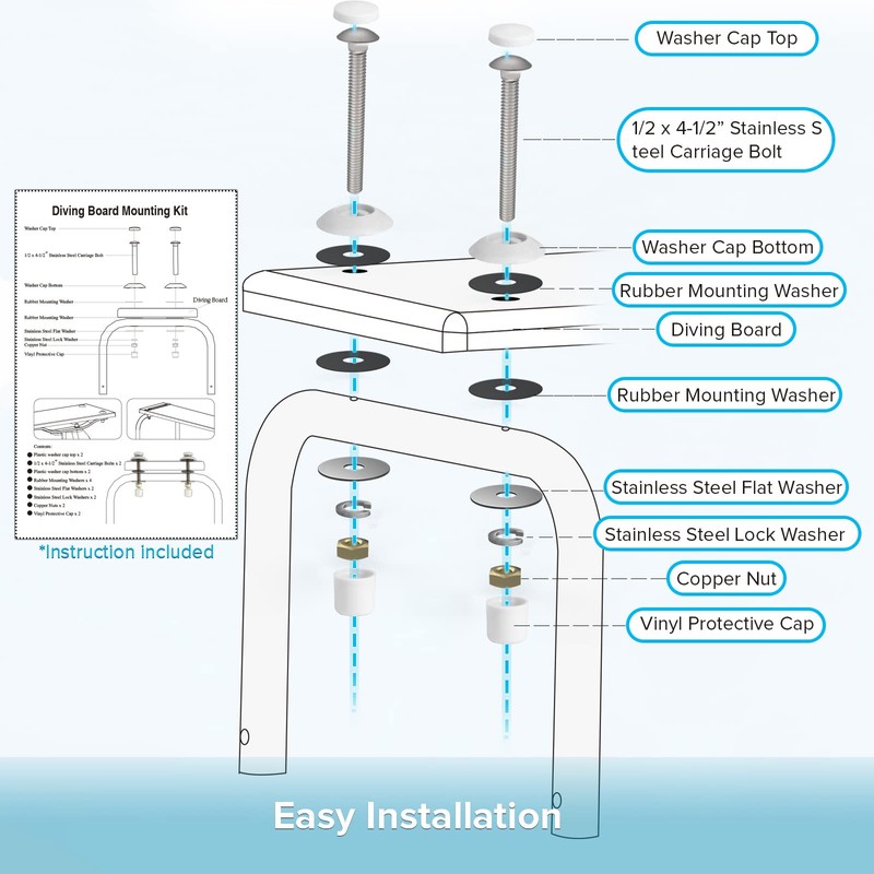 ArcViar Diving Board Bolt Kit, Diving Board Mounting Kit for