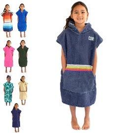 COR Childrens Unisex Poncho Towel Robe Light and Dark Blue for Kids Ages 3-10 (Knightrider)