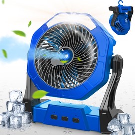 Ausic Portable Misting Fans for Outside, [Max 35H Runtime] Outdoor Cooling Fan for Patios, 8 Inch Battery Operated Rechargeable Fans, Water Spray Fan with LED Light, Travel Beach Camping Essential