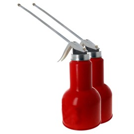Utoolmart Pump Oil Can 500g Metal High Pressure Oiler Spray Gun Bottle Hand Feed Lubrication Oiling Can with Rigid Spout Thumb Pump Tool 2pcs