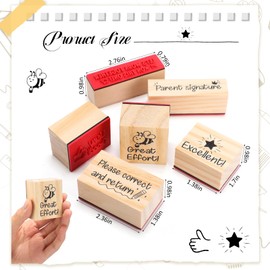 Watersay 6 Pcs Teacher Rubber Stamp Set Motivate Wooden Teaching Rubber Stamp Vintage Wooden Rubber Art for Graduation Back School Crafting and DIY Scrap Booking Card Making Hand Book