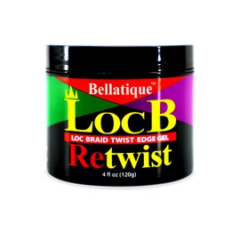 Loc B Retwist Loc, Braid, Twist, Edge Gel for Natural, Relaxed, Dry, Dull, & Brittle Hair (4 oz) - No Flaking, No Whitening, Fast Drying, High Shine, Maximum Hold - Last Up to 48 Hrs