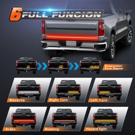DOXMALL 60 Inch Aluminum Frame Tailgate Light Bars, Triple Row 648 LED Strip with Red Running Brake Lights White Reverse Sequential Amber Turn Signals for Truck