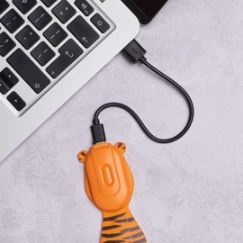 Gifts for Readers & Writers Rechargeable Book Light for Kids, Clip On Reading Light for Bed, 2in1 Flexilight Pals & Bookmark, 12 Hours of Light Once Charged, Includes USB Cable & 2 LED Lights, Tiger