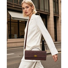 1060 Woven Clutch Purse for Women – Suede Evening Bag with Crossbody or Shoulder Wear, Perfect for Weddings, Parties, and Formal Events (chocolate)