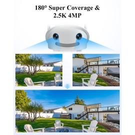 ctronics 2.5K 4MP Dual-Lens Outdoor Surveillance Camera with Ultra Wide 180° Angle, 2.4/5 GHz WiFi Camera Outdoor, People/Vehicle/Pet Detection, Colour Night Vision, Two-Way Audio, Cloud & TF, IP66