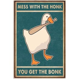 Metal Tin Sign,Mess With The Honk You Get The Bonk Tin Sign Painting Wall Decor for Home Hotel Restaurant Bar Cafe Outdoor 12x8 Inch
