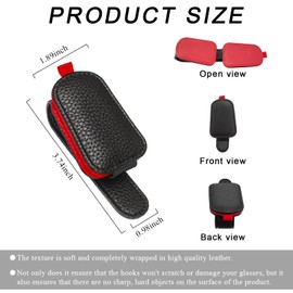 DXNQ Sunglasses Holder for Car, Leather Magnetic Sunglass Holder Eyeglasses Hanger Clip for Auto Visor, Universal Sun Visor Glasses Mount Holder Ticket Card Clip for Men Women (Black&Red)