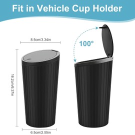 Car Rubbish Bin with Lid, Small Car Rubbish Bin Interior, Waterproof & Odour-Inhibiting, with 2 Rolls of Bin Bags, Practical Mini Bin for Cars, Home, Office, Bedroom