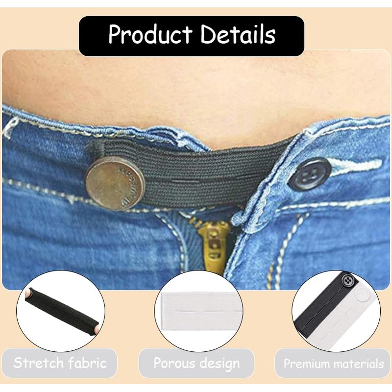 YFTRFR 10 Pcs Adjustable Waist Extender, Elastic Button Waistband Expand