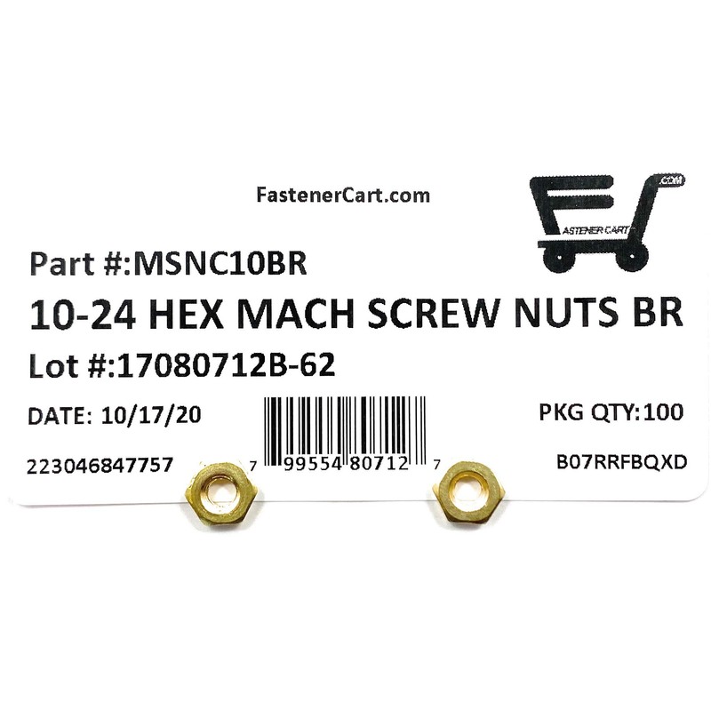 10-24 Hex Machine Screw Nuts Finished Hex Nuts (100 Pcs)