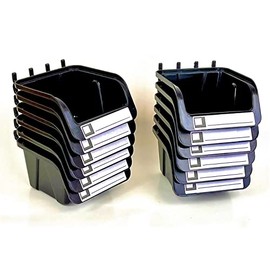 WallPeg Pegboard Bins - Hooks to Peg Board Panel - Organize Hardware, Accessories, Attachments, Workbench, Garage Storage, Craft Room, Tool Shed, Hobby Supplies (12 Medium Bins, Black)