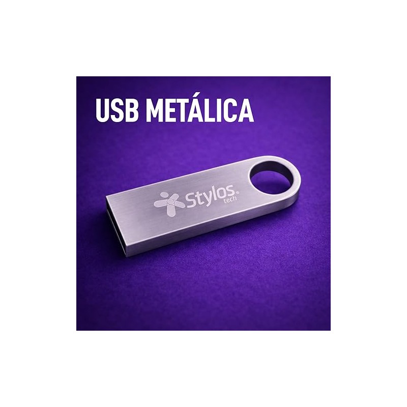 Memoria USB 64GB Tipo A 2.0 de Metal Stylos Tech