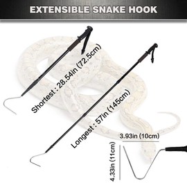 KANCOKIT 57" Retractable Snake Hook, Professional Reptile Grabber Snake Catcher, Aluminum Alloy Telescopping Snake Handling Tool with Stainless Steel Soft Grip, for Catching Controlling Moving Snake