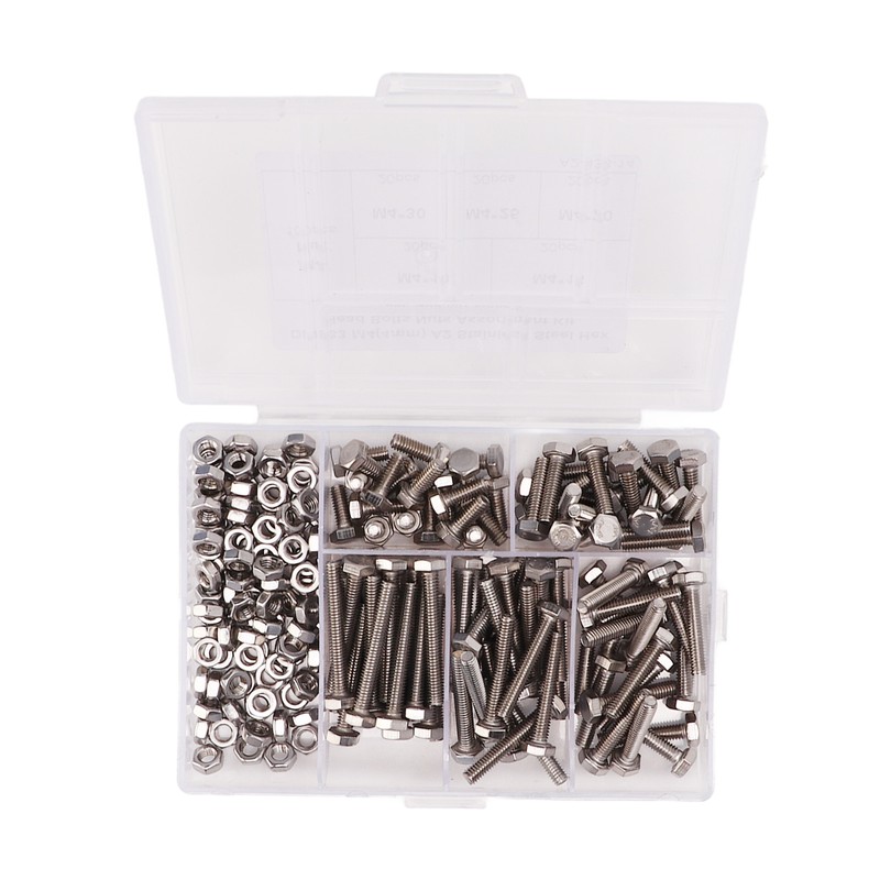 200PCS Hex Bolts Screw 304 Stainless Steel Anti Oxidation Metric
