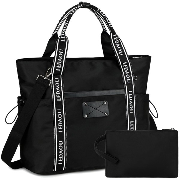 LEDAOU Large Tote Bag for Women with Zipper Travel Carry