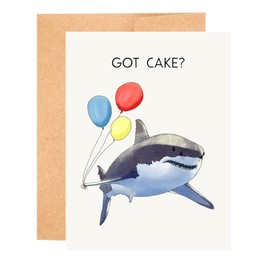 Funny shark birthday card, Watercolor birthday cards, Funny Shark Card, Animal birthday Cards, Funny animal meme, Hilarious animal cards