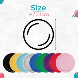 WedDecor 9"(23cm) Round Dessert Plates Disposable Paper Plate Navy Blue Colour Themed Tableware for Picnics, Wedding, BBQ, Birthday, Anniversary, Baby Shower & Christmas Events, Pack of 16