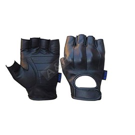 TackField A&H Apparel Genuine Cowhide Leather Gloves - Fingerless Motorcycle Padded Gloves with Protective Hard Knuckle Gel (XXXL)