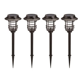Mesh Linkable Series 4-Pack Solar LED Security Pathway Light w/ LiFePO4 Battery, 300LM, Auto-linking, 110°x16 ft Motion Detection, CCT 3000K/4000K/5000K, 4-Channel Settings, Stainless Steel, Bronze