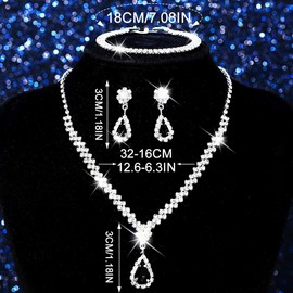 GORAIS Prom Wedding Jewelry Sets Rhinestone Bridal Necklace Earrings Bracelet Set Crystal Costume Jewelry for Brides