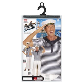 Widmann 03122 – Adult’s Sailor Costume (Shirt and Hat), M / L, White