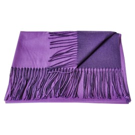 Foresters European Fashion Reversible Scarf for Women | Pure Cashmere Lightweight Reversible Cashmere Scarves/Shawls (Double-sided) -Purple & Dark Purple
