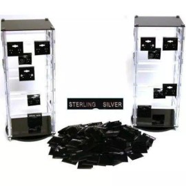 FindingKing 2 Revolving Rotating Jewelry Display Stands with 200 1 1/2" Earring Cards
