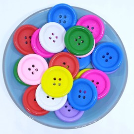 MajorCrafts® 24pcs 25mm Random Mixed Colours 4 Holes Round Wood Sewing Buttons Needlework Arts and Crafts Embellishments