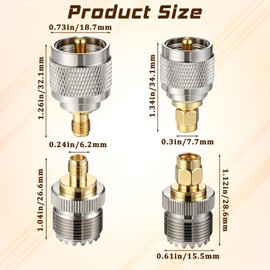 4 PCS SMA to UHF Antenna Adapter SMA Male/Female to PL259 SO239 UHF Male/Female Coaxial Connectors Gold-Plated Brass Coax Cable Connector for Ham Radio Antenna CB Radio FPV Antennas