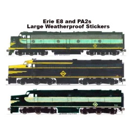 Erie Railroad E8 and PA2s  3 Large 2.5"x8-9" Stickers Andy Fletcher