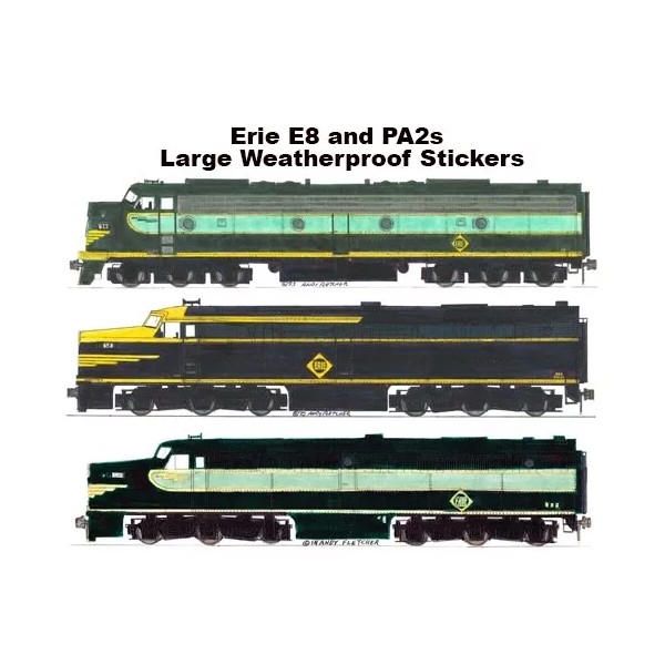Erie Railroad E8 and PA2s 3 Large 2.5"x8-9" Stickers Andy