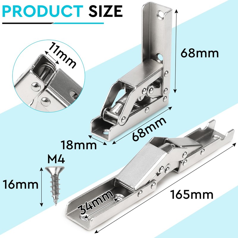 EFUTURETIME 4 x Cabinet Hinges Folding Screw-On Hinge with Spring,