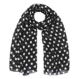 Basic Sense 10mm Polka Dot, Large Viscose Scarf, Black/White Dot