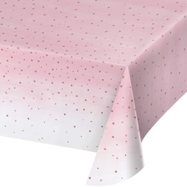 Creative Converting Rosé All Day Plastic Tablecloth, 54" x 102", Pink