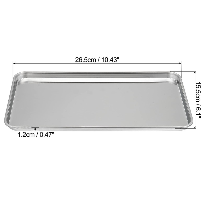 PATIKIL 430 Stainless Steel Tray, 26.5x15.5cm Rectangular Flat Type Lab