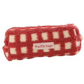 ideastore Pencil Case, Korean Pen Case, Cute, Simple, Stylish, High School Students, Waffle Pattern, red, Casual